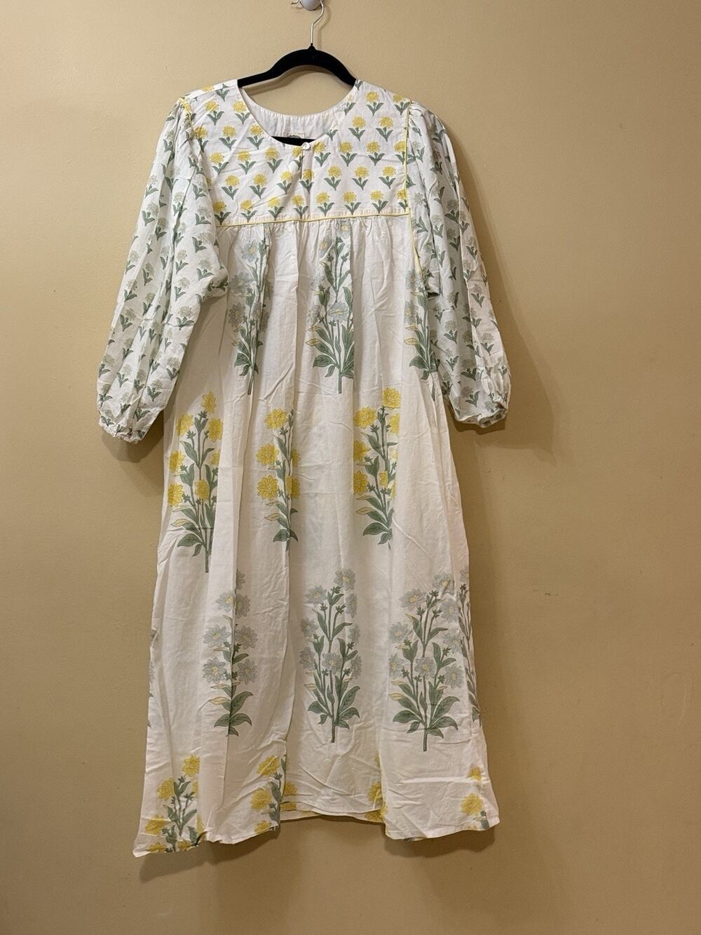 British Countryside Cottagecore Boho Daydress London Block Print Midi Dress M